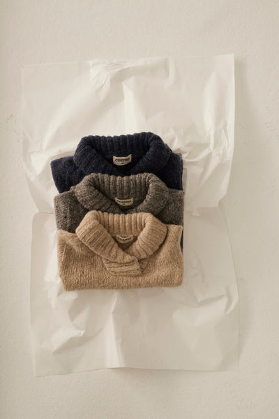 Cozmo Tweed Tricot Collar Baby Sweater ~ Blue