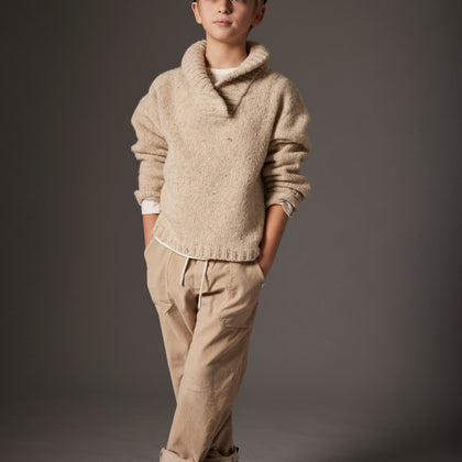 Cozmo Tweed Tricot Collar Sweater ~ Stone Tweed