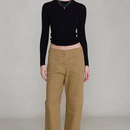Chan Luu Back Snap Straight Leg Pant ~ Khaki