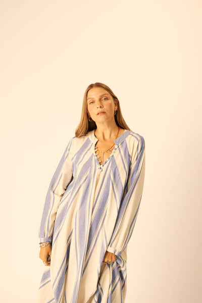 Natalie Martin Fiore Maxi Dress in French Stripe Blue