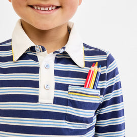 Oso & Me Parker Polo ~ NavyTwin Stripe
