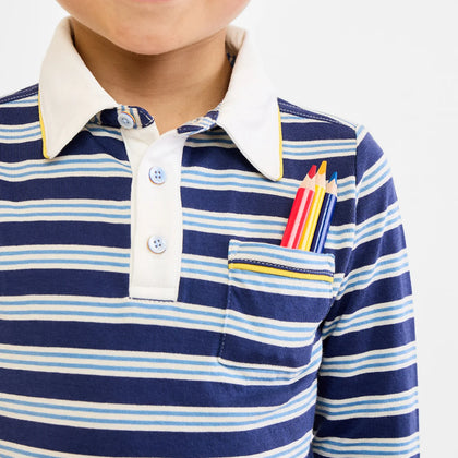 Oso & Me Parker Polo ~ NavyTwin Stripe