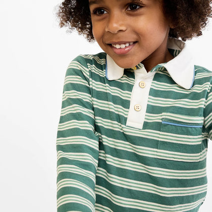Oso & Me Parker Polo ~ Pine Twin Stripe