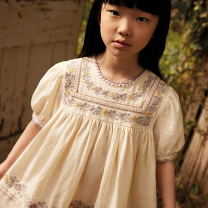 Apolina Patsy Ribbons Dress - Cream