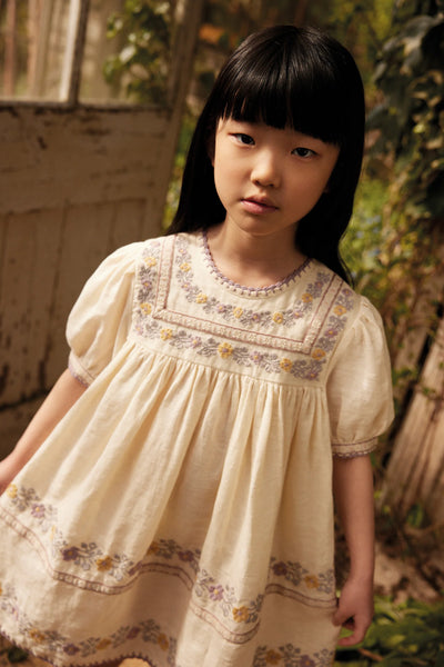 Apolina Patsy Ribbons Dress - Cream