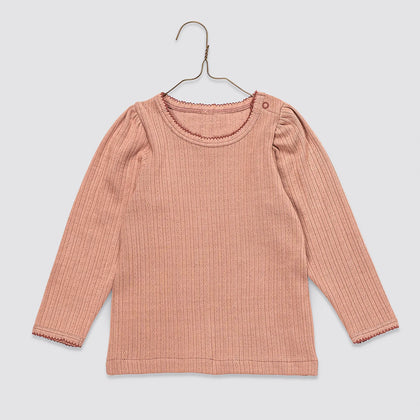 Little Cottons Pointelle LS T-shirt - Nougat