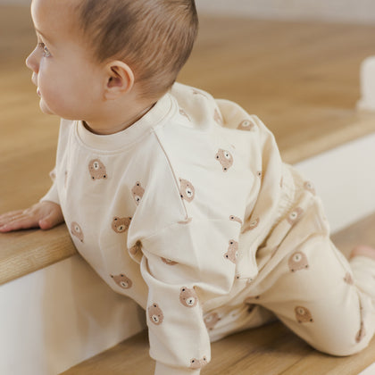 Quincy Mae Relaxed Bear Sweatshirt Set ~ Brown Bear
