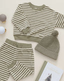Quincy Mae Velour Relaxed Sweatshirt ~ Spruce Stripe