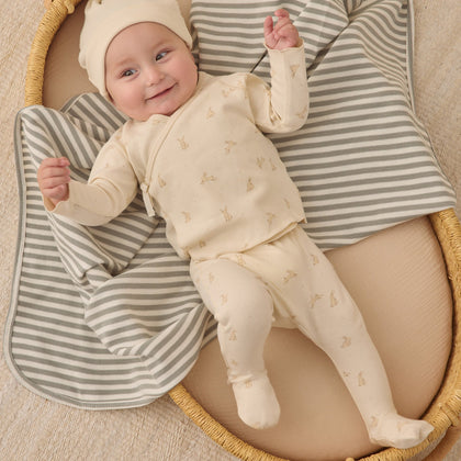 Quincy Mae Wrap Top + Footed Pant Set Bunnies