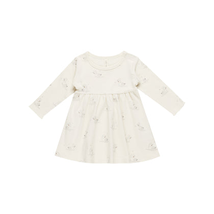 Quincy Mae Long Sleeve Baby Dress ~ Swans