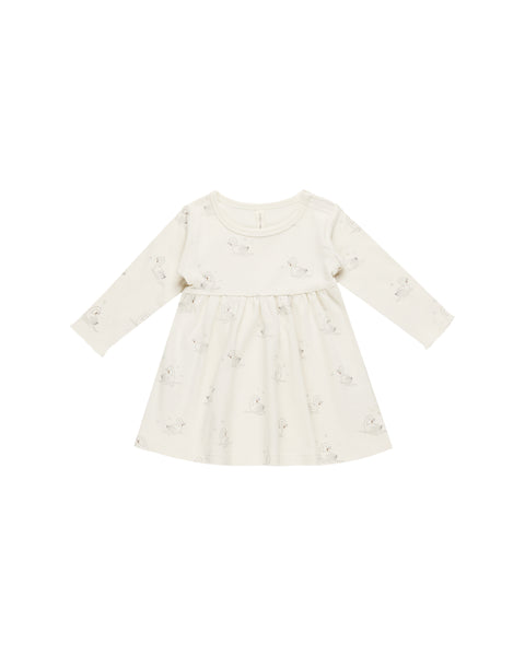 Quincy Mae Long Sleeve Baby Dress ~ Swans