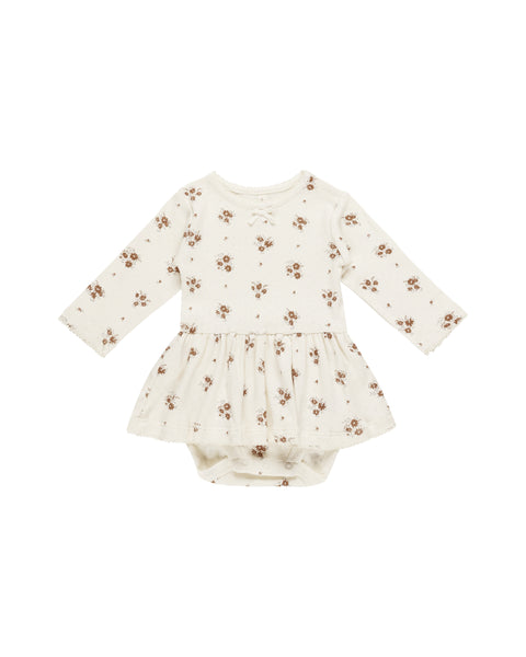 Quincy Mae Pointelle Skirted Bodysuit ~ Autumn Flora