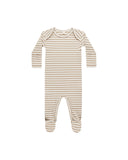 Quincy Mae Ribbed Footie ~ Latte Stripe