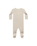 Quincy Mae Ribbed Footie ~ Latte Stripe