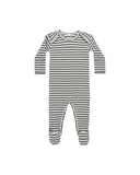 Quincy Mae Ribbed Footie ~ Indigo Stripe