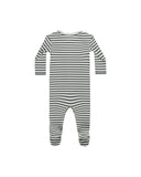 Quincy Mae Ribbed Footie ~ Indigo Stripe