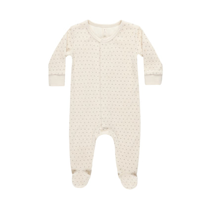 Quincy Mae Velour Hidden Snap Footie ~ Polka Dot