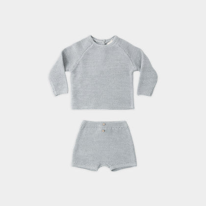Quincy Mae Summer Knit Set ~ Heathered Sky