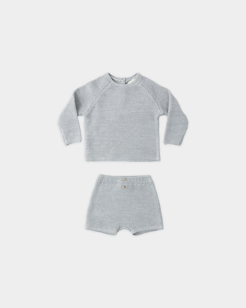 Quincy Mae Summer Knit Set ~ Heathered Sky