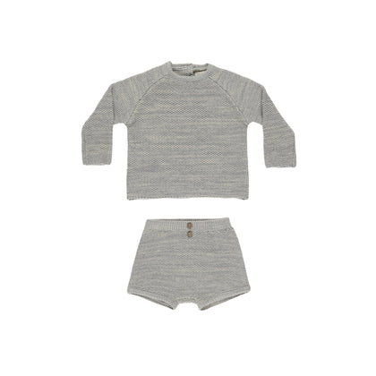 Quincy Mae Summer Knit Set ~ Heathered Blue