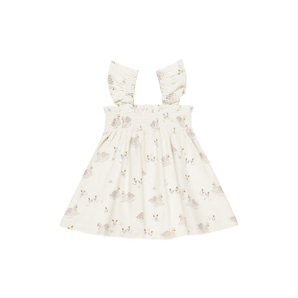 Quincy Mae Smocked Jersey Dress ~ Swans