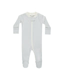 Quincy Mae Zip Long Sleeve Sleeper Footie ~ Sky Micro Stripe