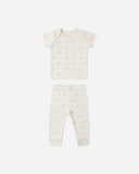 Quincy Mae Ribbed Short Sleeve Tee + Legging Set ~ Dinos