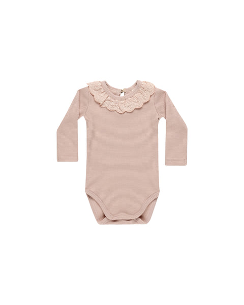 Quincy Mae Ruffle Collar Bodysuit ~ Blush