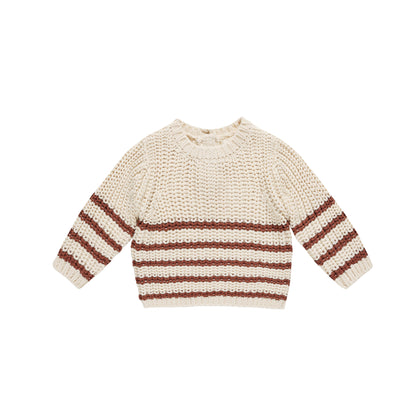 Quincy Mae Rex Sweater ~ Cranberry Stripe