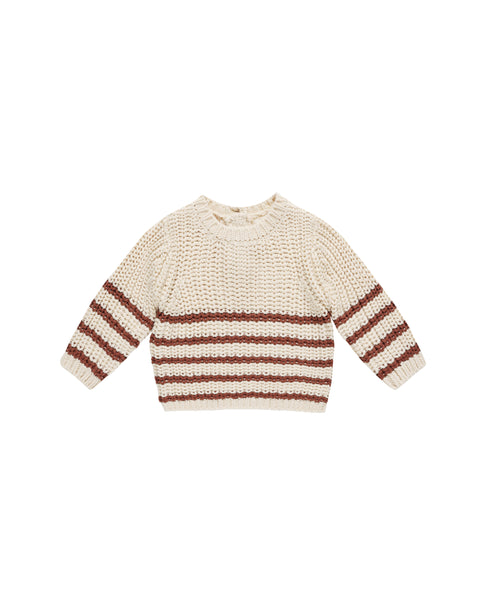 Quincy Mae Rex Sweater ~ Cranberry Stripe