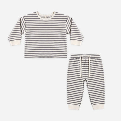 Quincy Mae Cozy Set ~ Slate Stripe