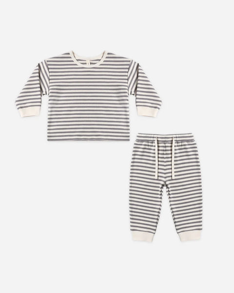 Quincy Mae Cozy Set ~ Slate Stripe