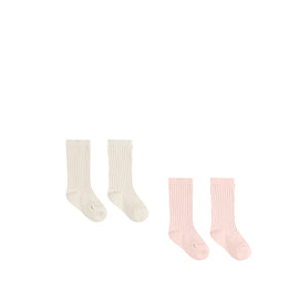 Quincy Mae Sock Set ~ Ivory, Bubblegum