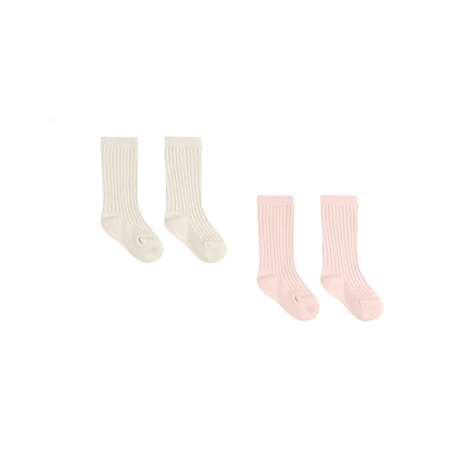 Quincy Mae Sock Set ~ Ivory, Bubblegum