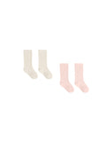 Quincy Mae Sock Set ~ Ivory, Bubblegum