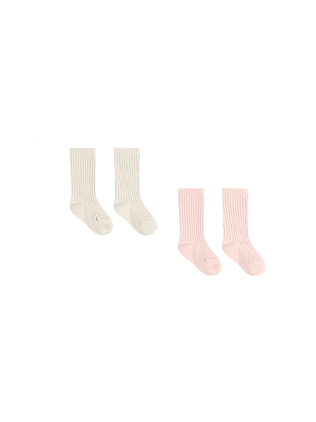 Quincy Mae Sock Set ~ Ivory, Bubblegum