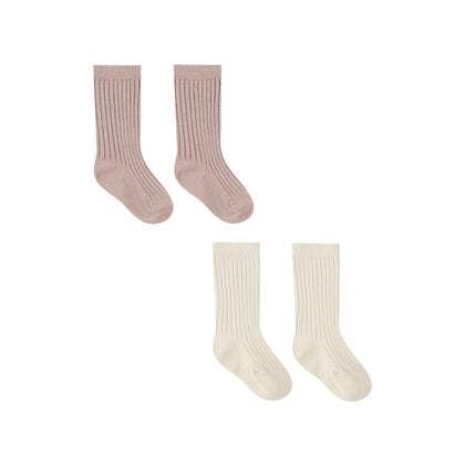 Quincy Mae Socks Set ~ Natural, Mauve