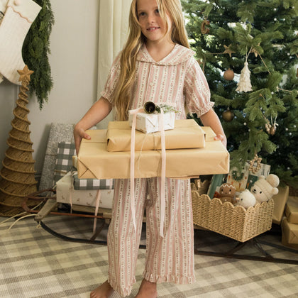 Rylee & Cru Ruffle Pajamas ~ Candy Cane Stripe
