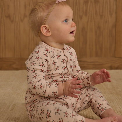 Rylee & Cru Organic Long John Pajamas ~ Holly Berry