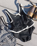 Rylee & Cru Skirted One-Piece ~ Black Gingham