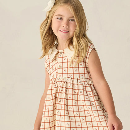 Rylee + Cru Collared Babydoll Dress Cherry Check