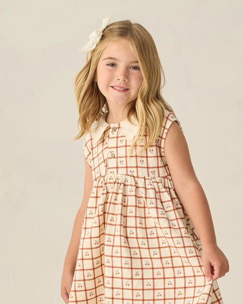 Rylee + Cru Collared Babydoll Dress Cherry Check