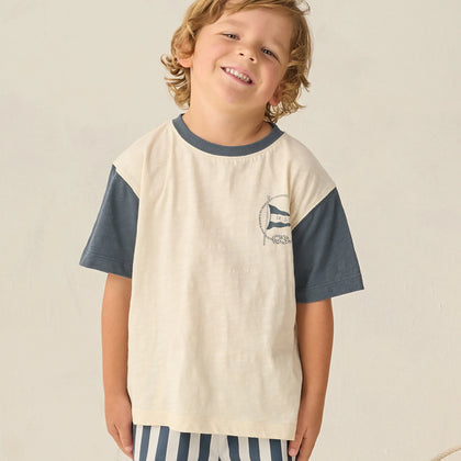 Rylee & Cru Contrast Short Sleeve Tee Nautical Flag