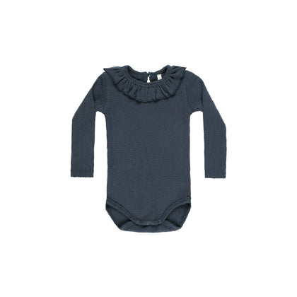 Rylee & Cru Ruffle Collar Bodysuit ~ Indigo