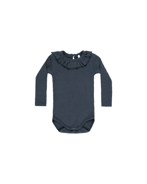 Rylee & Cru Ruffle Collar Bodysuit ~ Indigo