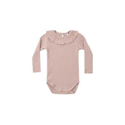 Rylee + Cru Ruffle Collar Bodysuit ~ Rosewood