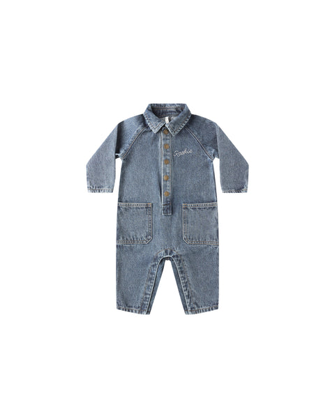 Rylee + Cru Collared Baby Jumpsuit ~ Indigo Denim