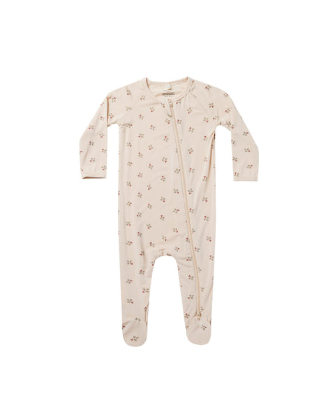 Quincy Mae Bamboo Zip Footie ~ Holly Berry