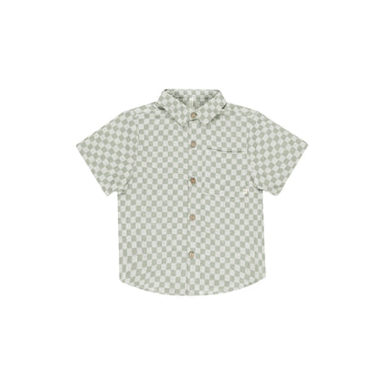 Rylee + Cru Collared Short Sleeve Shirt ~ Sage Check