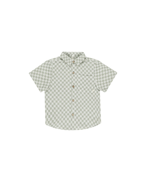 Rylee + Cru Collared Short Sleeve Shirt ~ Sage Check